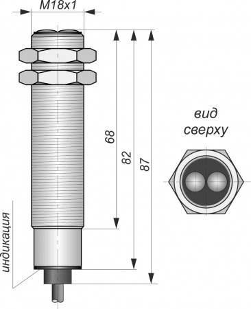 Датчик бесконтактный оптический O01-NO-PNP(Л63, Lкаб=1,8м)