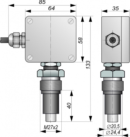 Датчик-реле температуры T01-NO/NC-R (Lкаб=1,7м)